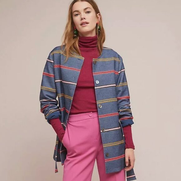 ANTHROPOLOGIE | DOLAN Piccadilly Striped Coat XS - Picture 3 of 9